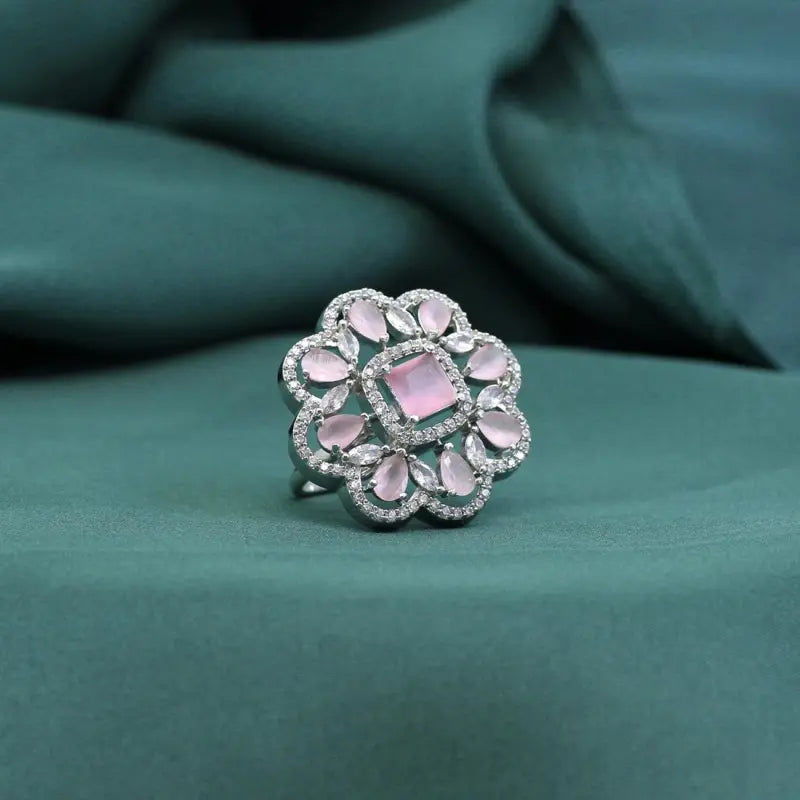 Handcrafted Ethnic Ring with Precious and Semi-Precious Stones-Ring