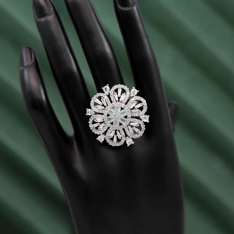 Handcrafted Teal Ring with a Blend of Precious Gemstones-Ring