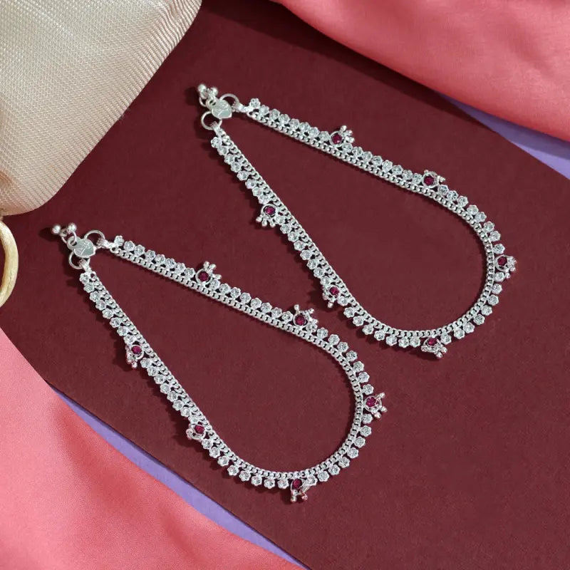 Exquisite Rani Handcrafted Anklet with Precious Stones and Rhinestone Accents-Anklet
