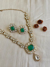 Stunning Handcrafted Green Polki Necklace with Copper and Cubic Zirconia Accents-Regular Necklace Sets