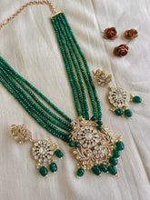 Elegant Polki Beadwork Necklace - Handcrafted with Semi-Precious Stones-Long Necklace Sets