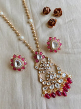 Handcrafted Polki Necklace with Semi-Precious Stones and Copper Accents
-Long Necklace Sets