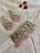 Elegant Mint Polki Doublet Necklace with Cubic Zirconia-Choker Necklace Sets