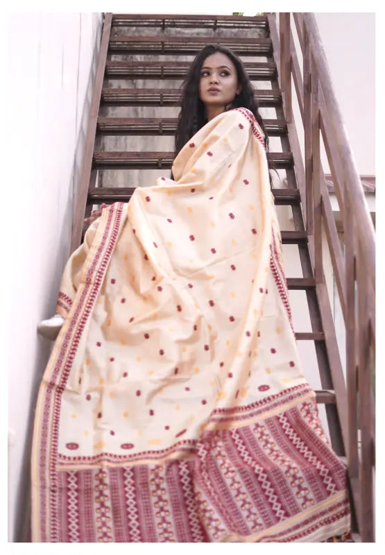 Muga Silk Brocade Saree in Pure Silk Handwoven with Brocade