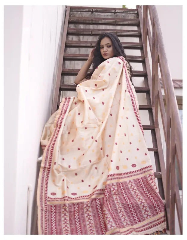 Muga Silk Brocade Saree in Pure Silk Handwoven with Brocade