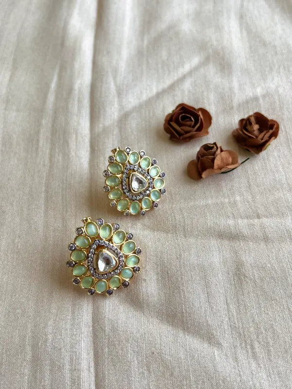 Exquisite Handcrafted Kundan Jewelry with Semi-Precious Stones-Stud Earrings