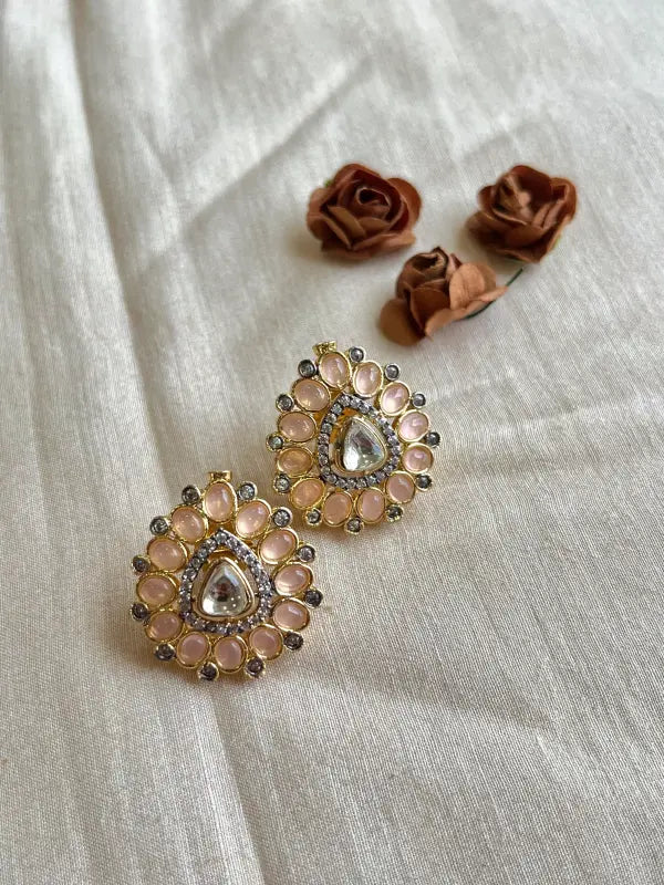 Exquisite Handcrafted Kundan Jewelry with Semi-Precious Stones-Stud Earrings