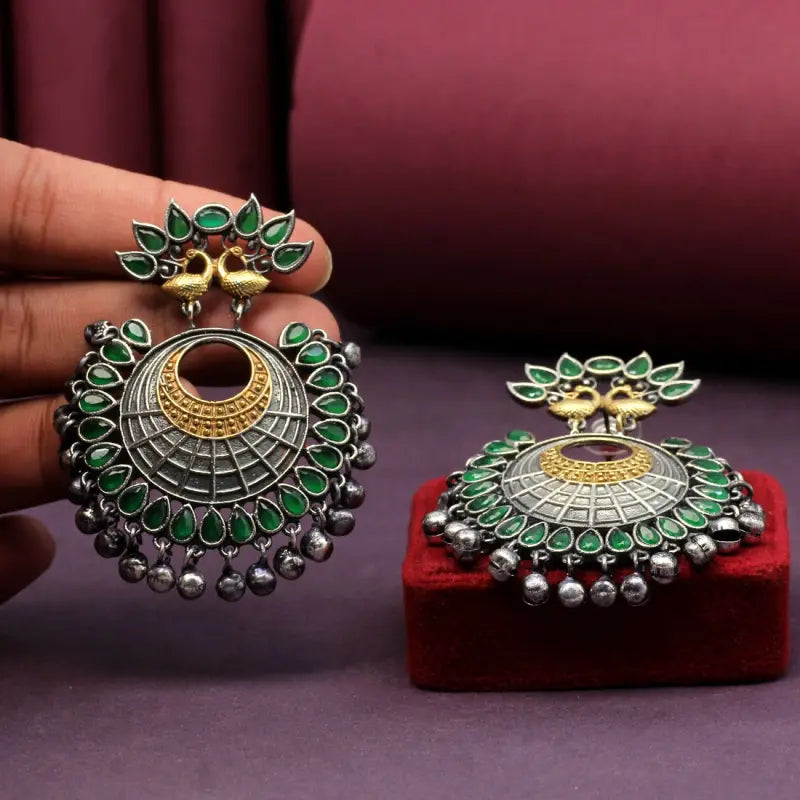 Unique Handcrafted Drop Earrings with Brass and Precious Gemstones-Earrings