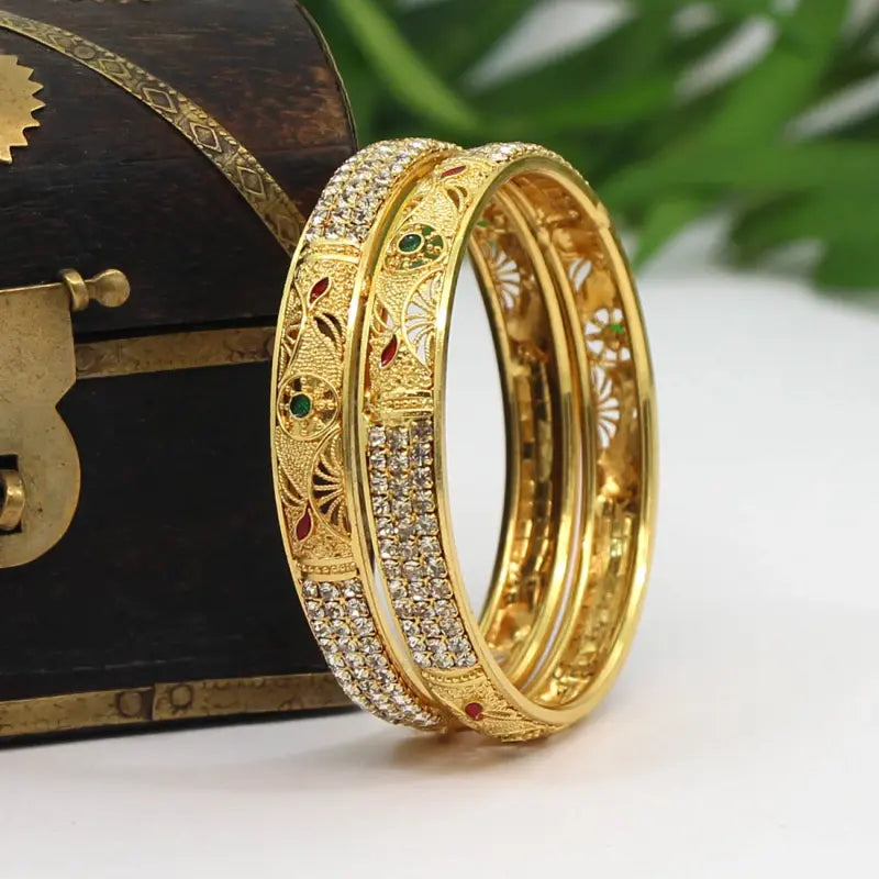 Handcrafted Multi-Color Gold-Plated Bracelet with Rhinestones and Glass Stones-Bracelet