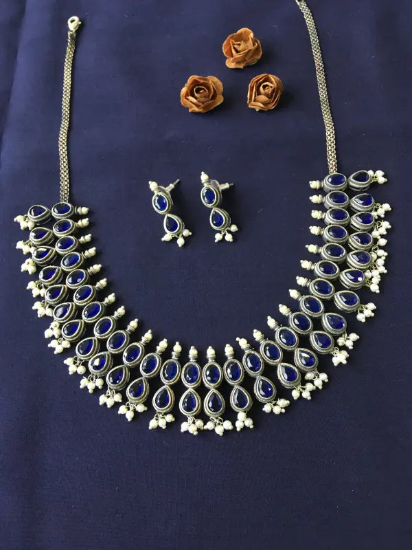 Handcrafted Matte Brass & Semi-Precious Stone Pendant – Bold Elegance-Short Necklace Sets