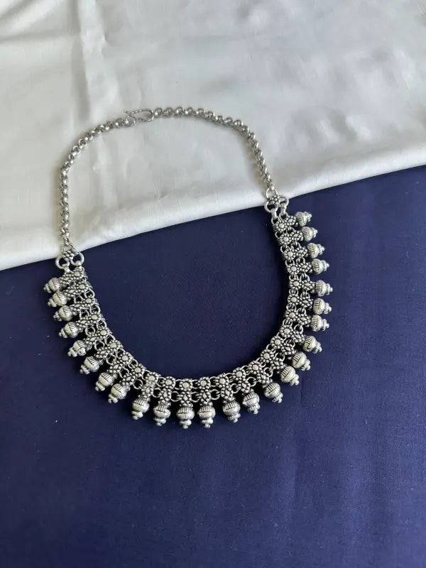 Handcrafted Kolhapuri Pendant – Oxidized Brass & German Silver-Short Necklaces