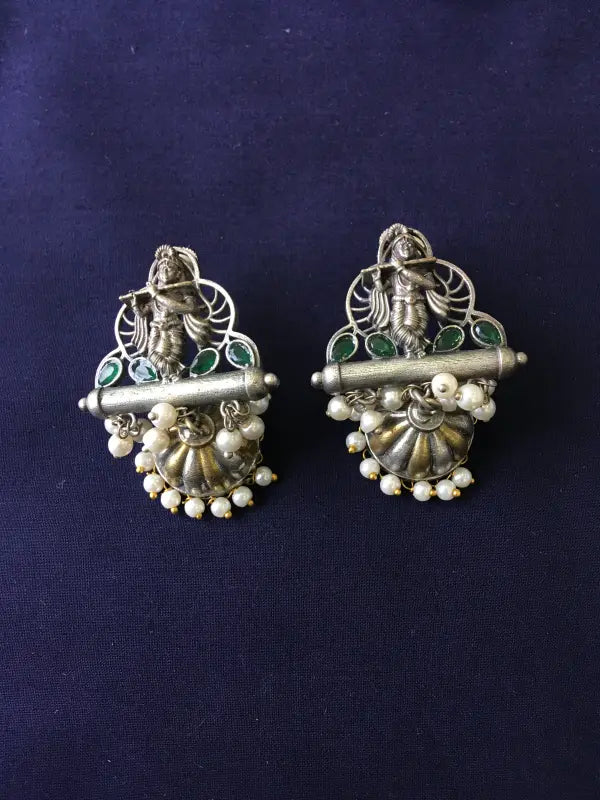 Handcrafted Green Jadau Kundan Pendant – Brass & Copper-Long Necklace Sets