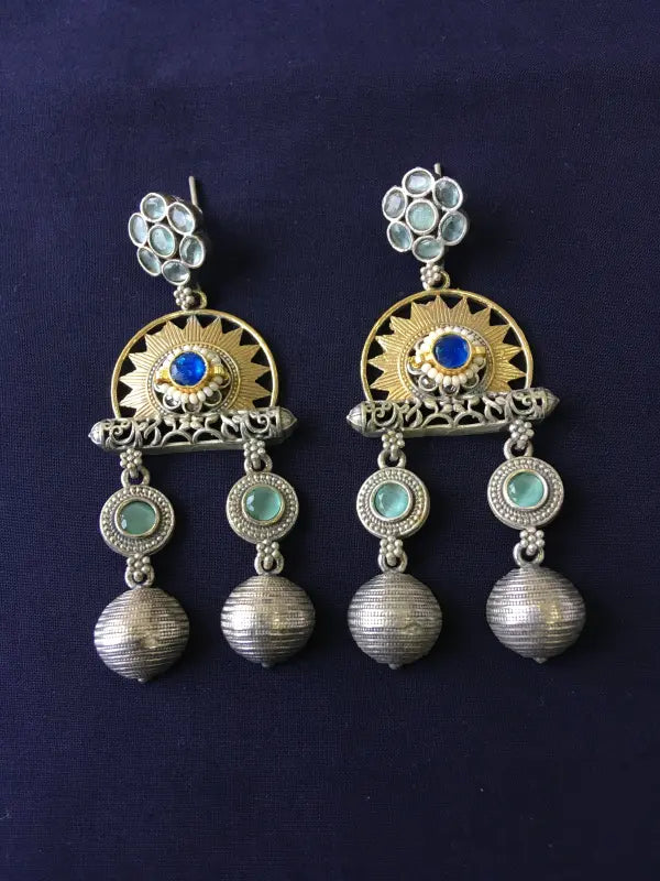 Handcrafted Dual Tone Pachi Kundan Pendant – Brass, Copper & Beadwork-Long Necklace Sets