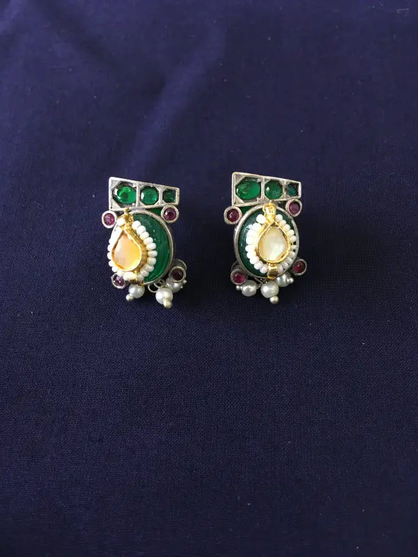 Multi-Colored Pachi Kundan Necklace with Brass and German Silver-Regular Necklace Sets