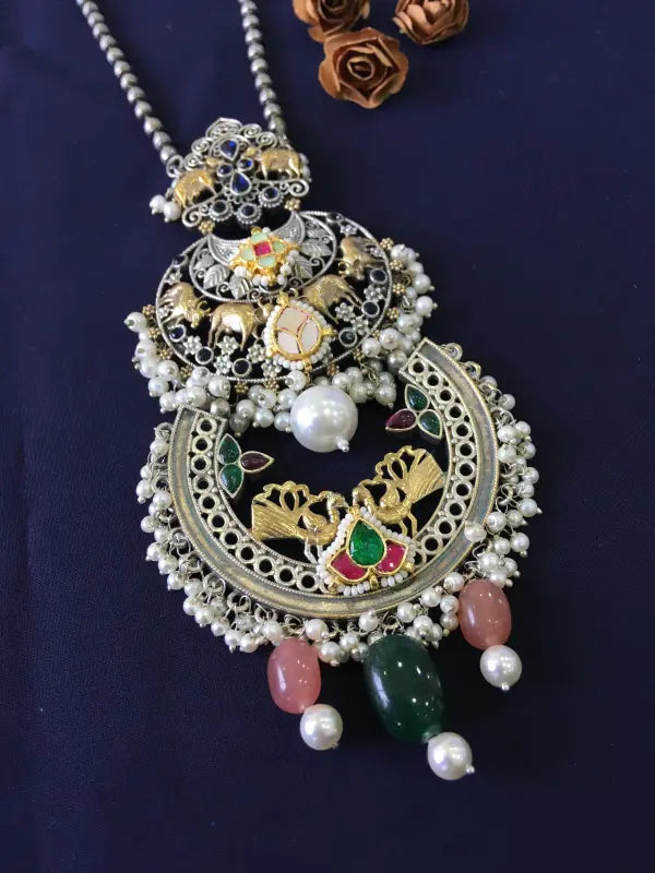 Elegant Multi-Color Pachi Kundan Handcrafted Necklace-Regular Necklaces