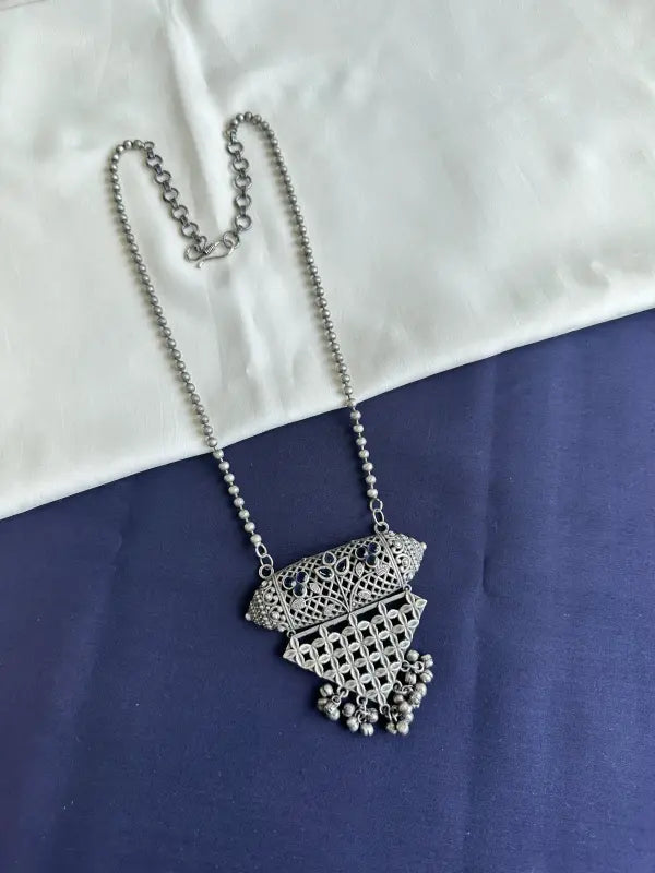Handcrafted Filigree Pendant – Brass & Semi-Precious Stone-Long Necklaces
