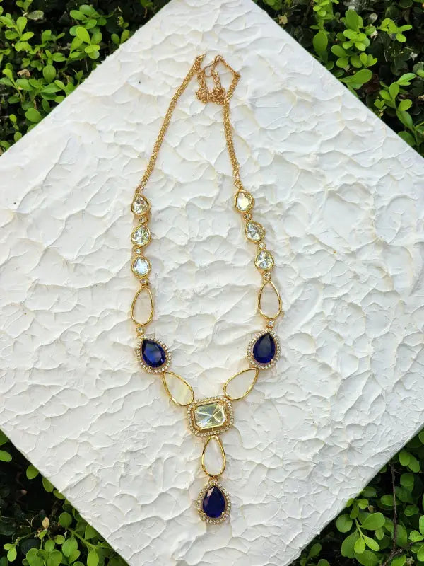 Handcrafted Jewelry with Glass Stone, Copper Alloy, Mother of Pearls & Cubic Zirconia - Necklace Set
