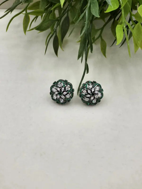 Handcrafted Glass Stone Jewelry with Gray Matte Finish - Earrings