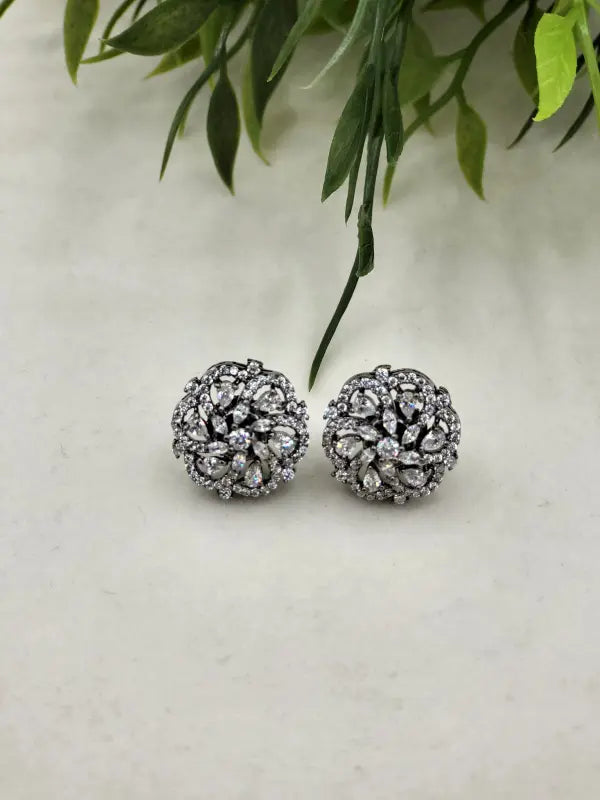 Handcrafted Glass Stone Jewelry with Gray Matte Finish - Earrings