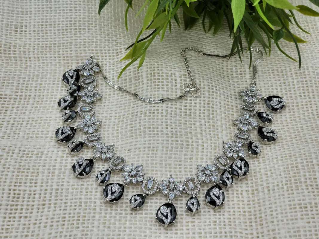 Handcrafted Jewelry with Glass Stone, Copper Alloy & Cubic Zirconia (AD) - Necklace Set