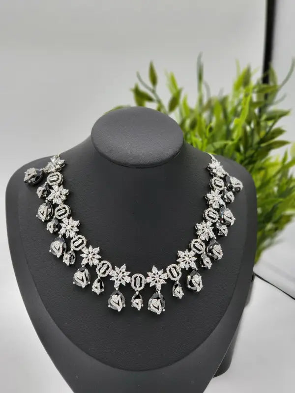 Handcrafted Jewelry with Glass Stone, Copper Alloy & Cubic Zirconia (AD) - Necklace Set