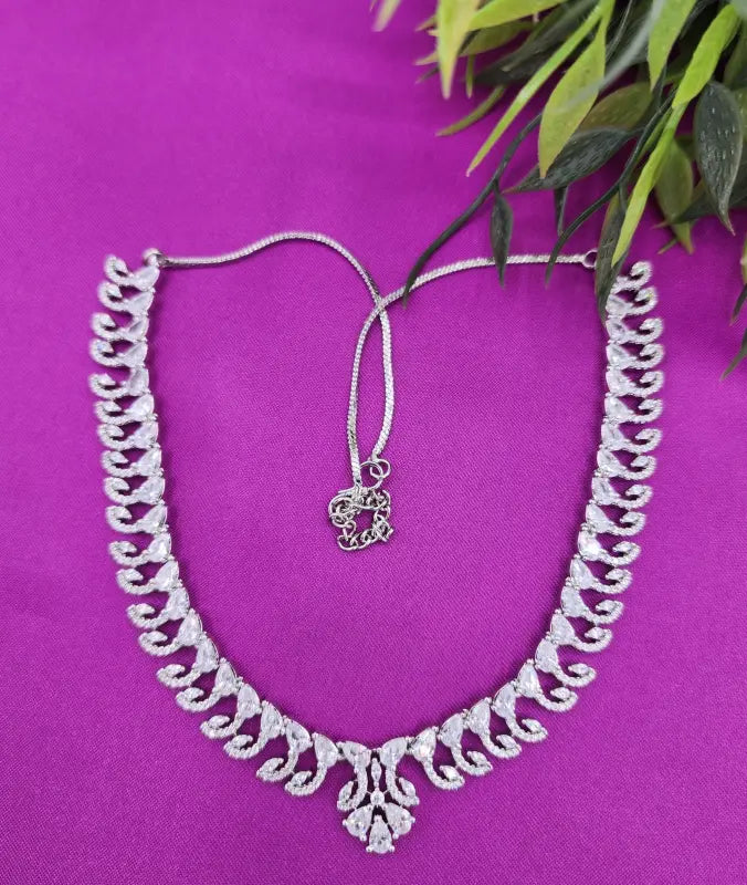 Handcrafted Cute-Tone Jewelry with Cubic Zirconia and Copper Alloy – Shiny Elegance - Necklace Set