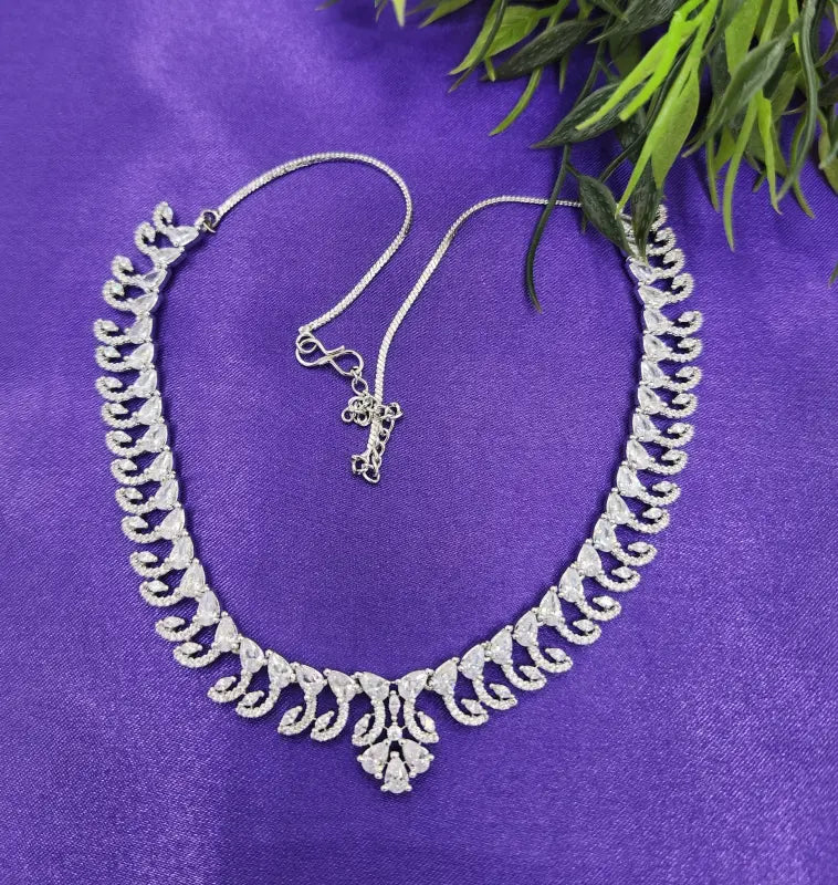 Handcrafted Cute-Tone Jewelry with Cubic Zirconia and Copper Alloy – Shiny Elegance - Necklace Set