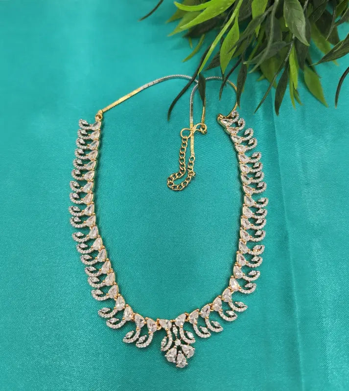 Handcrafted Cute-Tone Jewelry with Cubic Zirconia and Copper Alloy – Shiny Elegance - Necklace Set