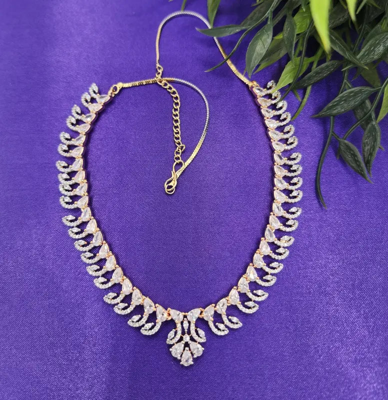 Handcrafted Cute-Tone Jewelry with Cubic Zirconia and Copper Alloy – Shiny Elegance - Necklace Set