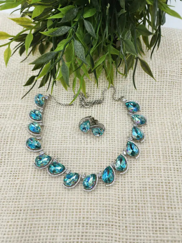Handcrafted Brown Jewelry with Cubic Zirconia and Glass Stone – Shiny Tone Elegance - Necklace Set