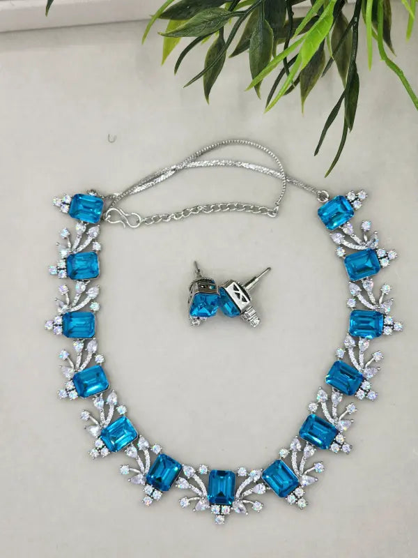 Handcrafted Jewelry with Cubic Zirconia, Glass Stone & Copper Alloy - Necklace Set