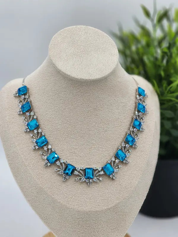 Handcrafted Jewelry with Cubic Zirconia, Glass Stone & Copper Alloy - Necklace Set