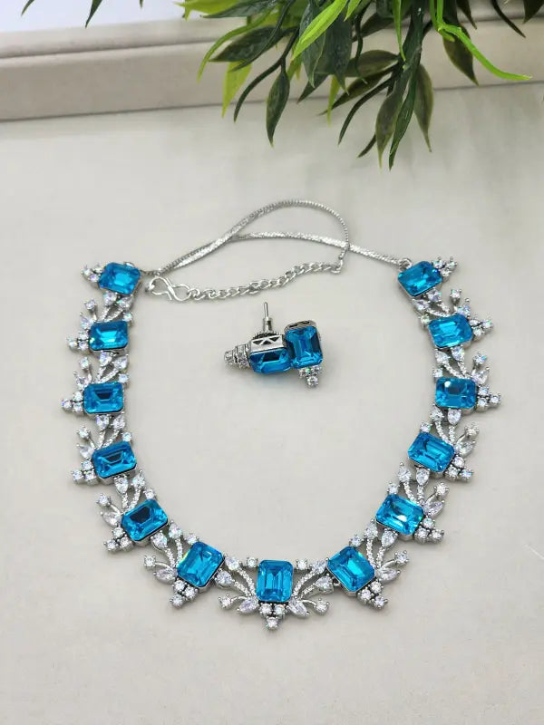 Handcrafted Jewelry with Cubic Zirconia, Glass Stone & Copper Alloy - Necklace Set