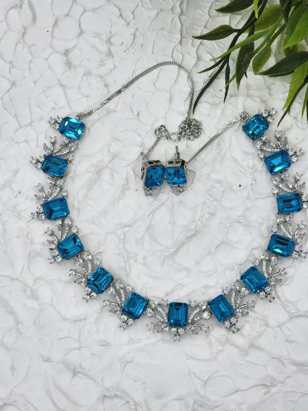 Handcrafted Jewelry with Cubic Zirconia, Glass Stone & Copper Alloy - Necklace Set