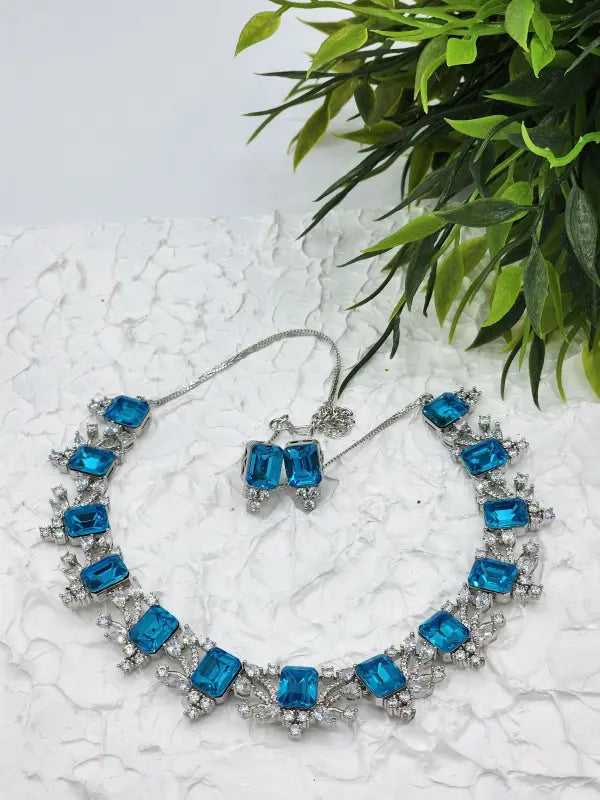 Handcrafted Jewelry with Cubic Zirconia, Glass Stone & Copper Alloy - Necklace Set