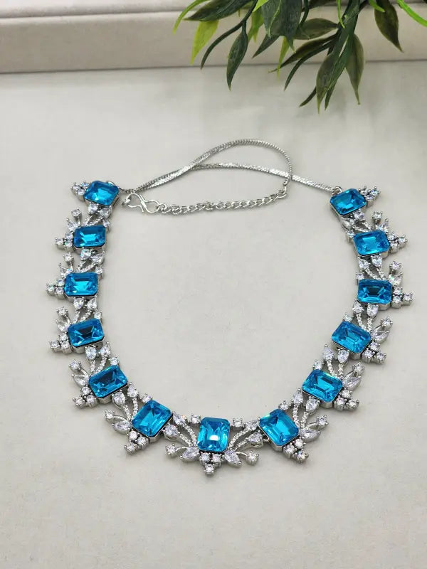 Handcrafted Jewelry with Cubic Zirconia, Glass Stone & Copper Alloy - Necklace Set