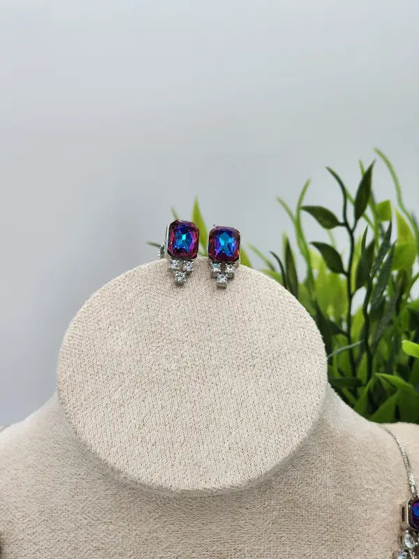 Handcrafted Jewelry with Cubic Zirconia, Glass Stone & Copper Alloy - Necklace Set