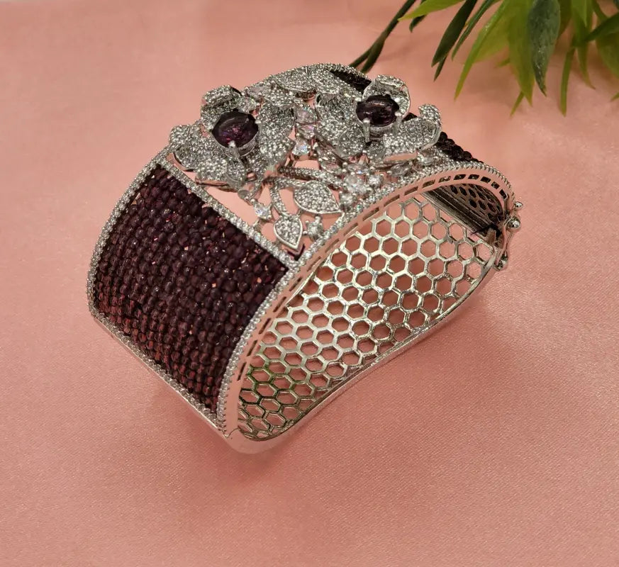 Handcrafted Blue Jaali Jewelry with Glass Stone and Semi-Precious Stones – Shiny Tone Elegance - Bracelet