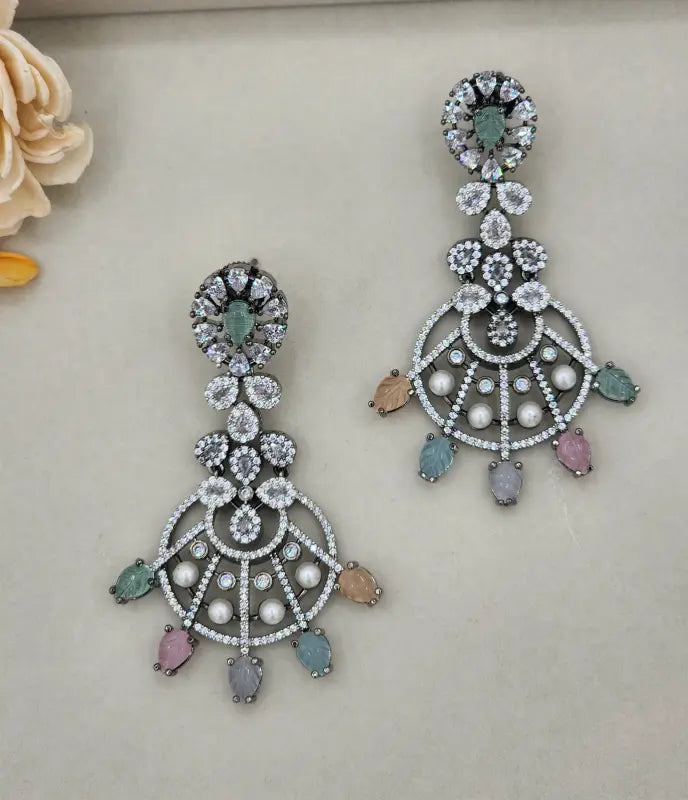 Handcrafted Jewelry with Copper Alloy, Cubic Zirconia, Glass Stone & Cultured Pearls - Multi-Color Elegance - Necklace Set