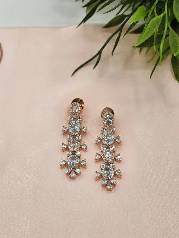 Handcrafted Jewelry with Glass Stone and Cubic Zirconia – Shiny Silver-Tone Elegance - Necklace Set