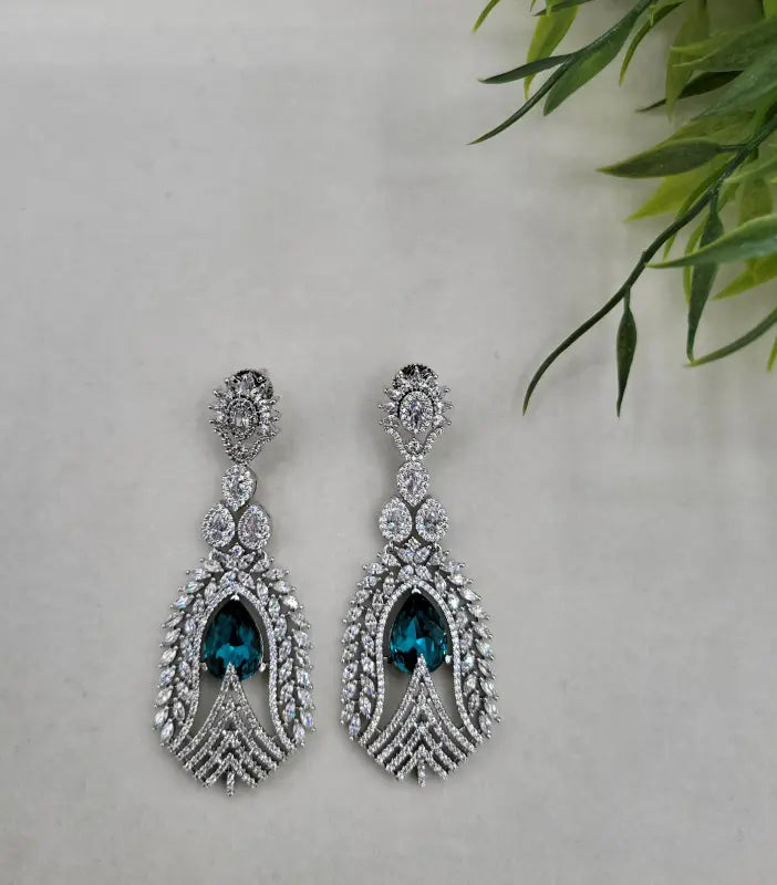 Stunning Handcrafted Silver Tone Jewelry with Brown Glass and Cubic Zirconia - Earrings