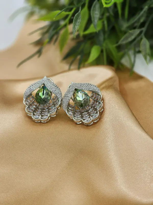 Elegant Handcrafted Stone Setting Jewelry in Silver Tone - Earrings
