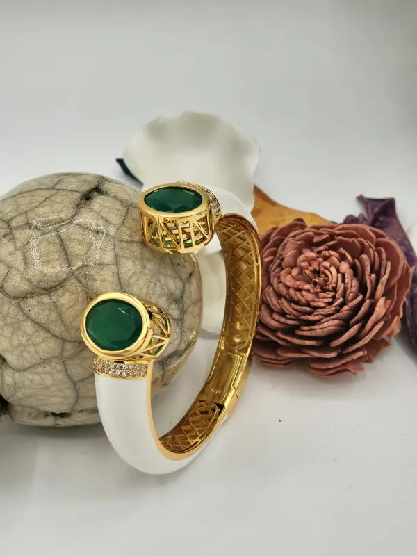 Handcrafted Victorian Jewelry with Semi-Precious Stones & Cubic Zirconia - Green Delight, Bracelet