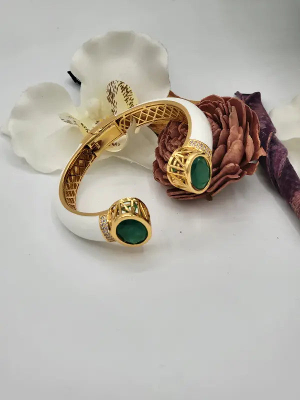 Handcrafted Victorian Jewelry with Semi-Precious Stones & Cubic Zirconia - Green Delight, Bracelet