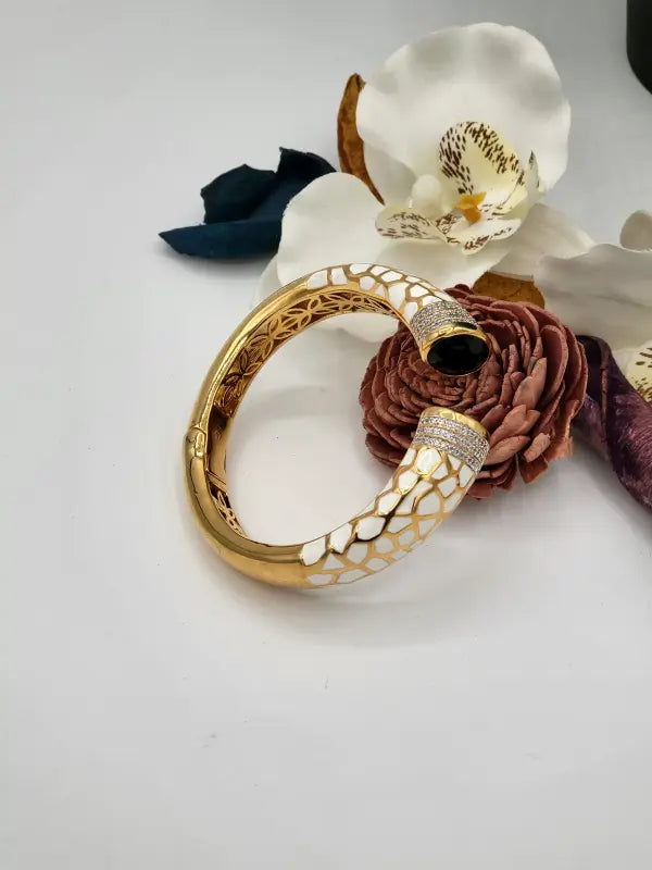 Handcrafted Victorian Jewelry with Semi-Precious Stones & Cubic Zirconia - White Radiance, Bracelet