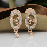 Elegant Handcrafted White Stud Earrings with Glass Stones and Cubic Zirconia-Earrings