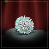 Handcrafted Ethnic Ring with Precious, Semi-Precious and Glass Stones-Ring