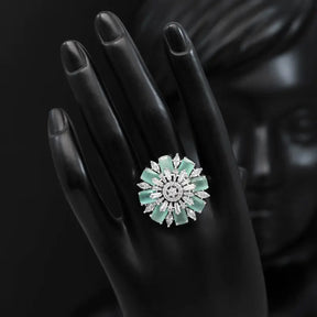 Handcrafted Ethnic Ring with Precious, Semi-Precious and Glass Stones-Ring