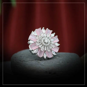 Handcrafted Ethnic Ring with Precious, Semi-Precious and Glass Stones-Ring