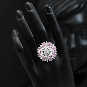 Handcrafted Ethnic Ring with Precious, Semi-Precious and Glass Stones-Ring